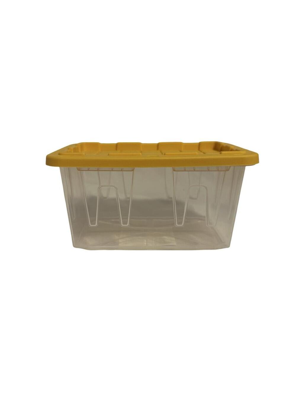Lowe’s Teeny‎ Tote Mini Storage Bin Yellow Lid Clear Plastic Organizer 4.8”x3.3”